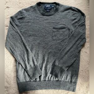 Mens Grayers Gray Crew Neck Sweater Long Sleeve Merino Wool Front Pocket Size L